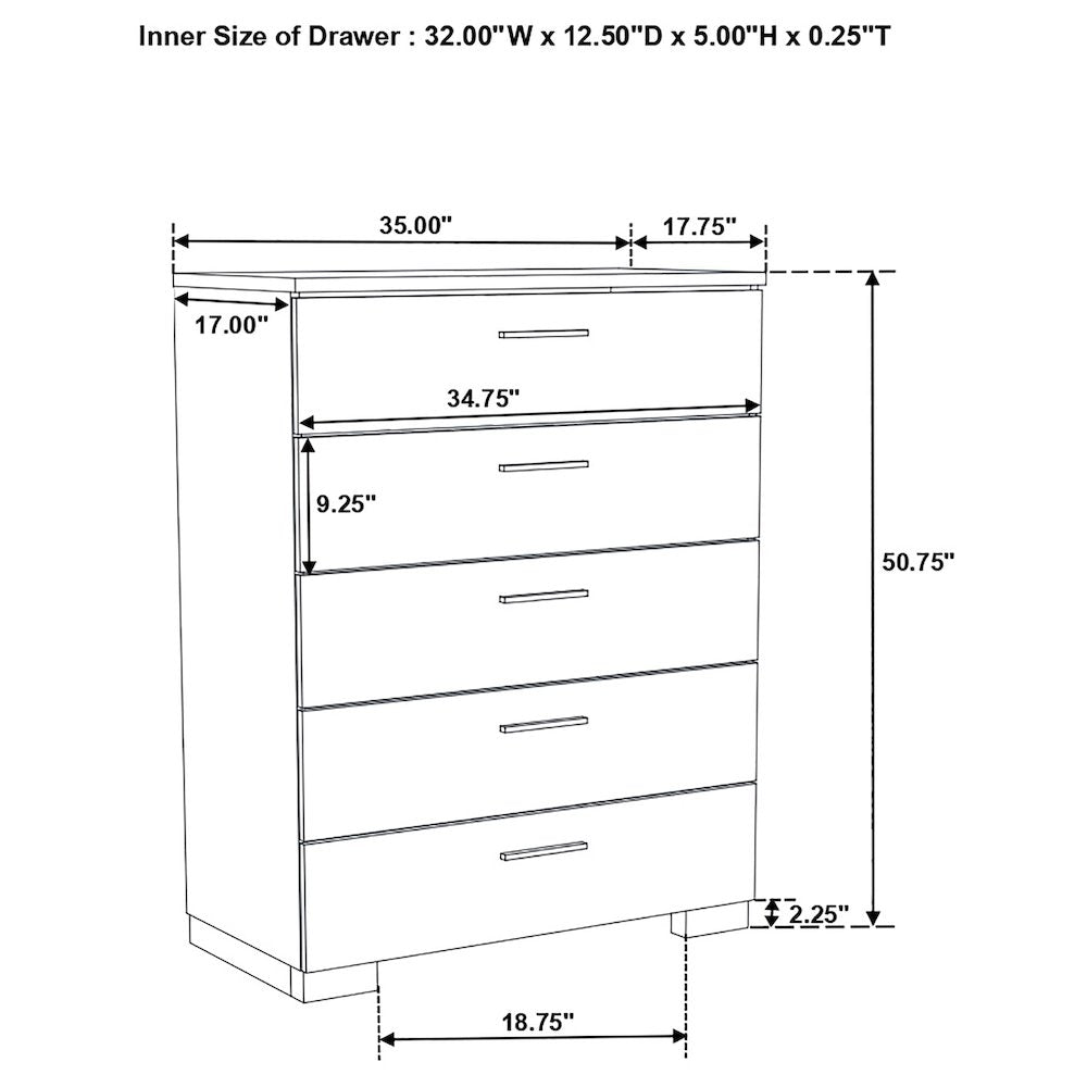 Felicity 5-piece Queen Bedroom Set White High Gloss