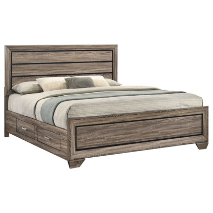 Kauffman Wood Eastern King Storage Panel Bed Washed Taupe