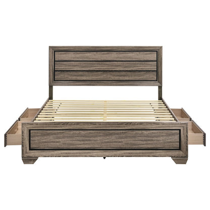 Kauffman Wood Eastern King Storage Panel Bed Washed Taupe
