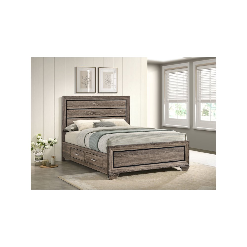 Kauffman Wood Queen Storage Panel Bed Washed Taupe