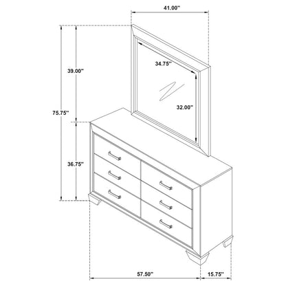 Kauffman 6-drawer Dresser with Mirror Washed Taupe