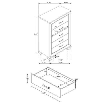 Kauffman 5-drawer Bedroom Chest Dark Cocoa