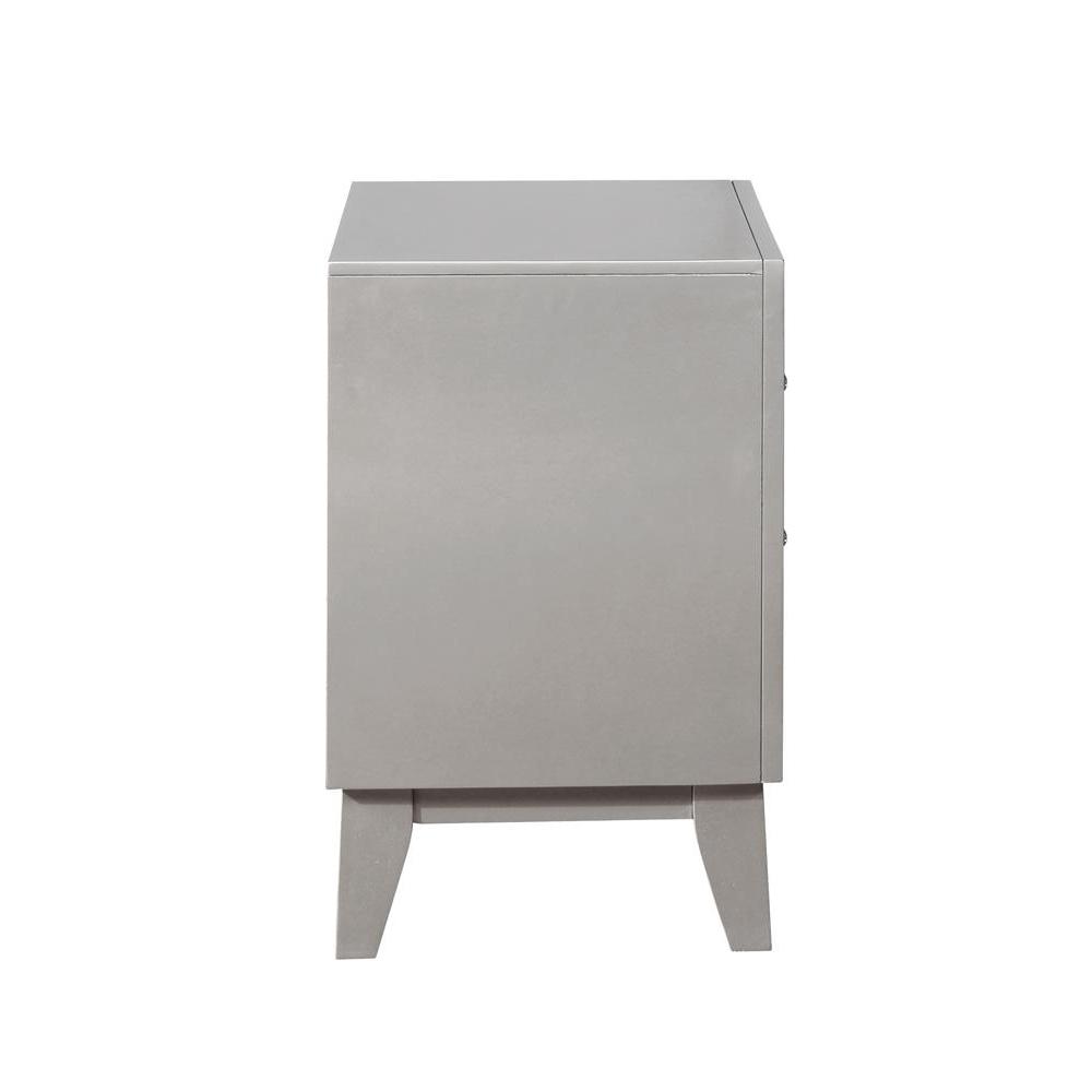 Leighton 2-drawer Nightstand Metallic Mercury