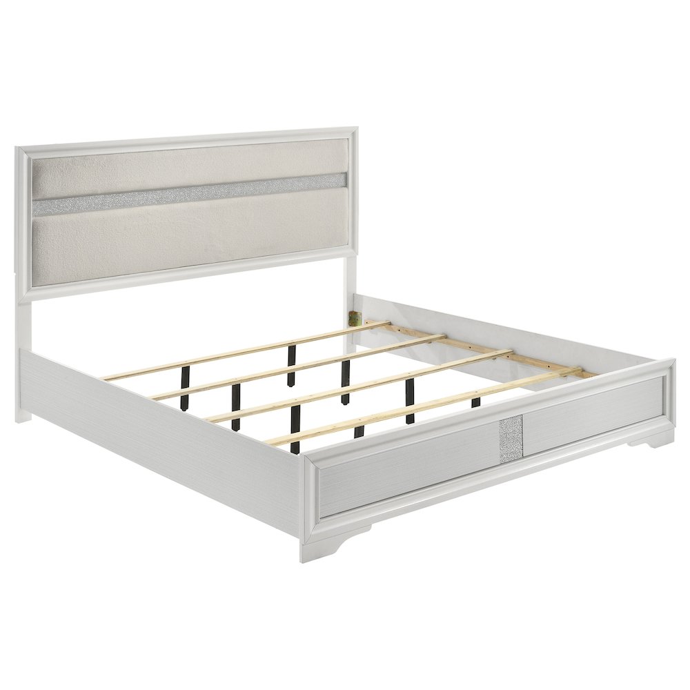 Miranda 54-inch Upholstered Eastern King Panel Bed White