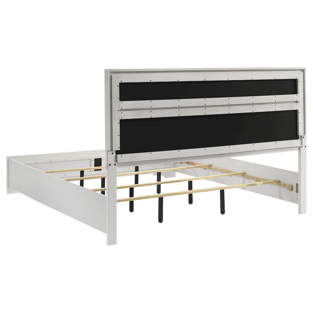 Miranda 54-inch Upholstered Eastern King Panel Bed White