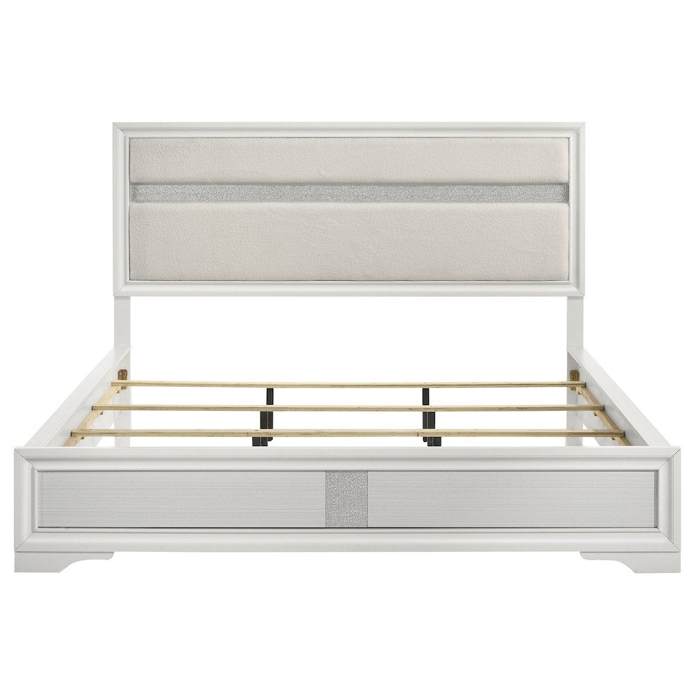 Miranda 54-inch Upholstered California King Panel Bed White