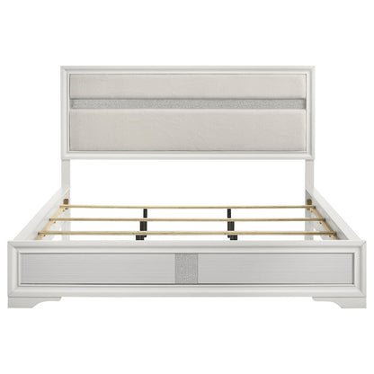 Miranda 54-inch Upholstered California King Panel Bed White