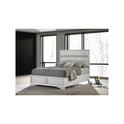 Miranda 54-inch Upholstered Queen Panel Bed White