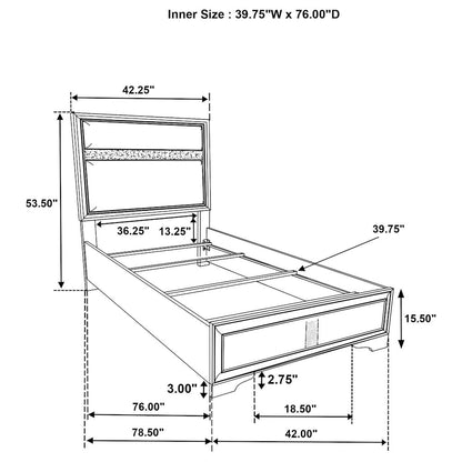 Miranda 54-inch Upholstered Twin Panel Bed White