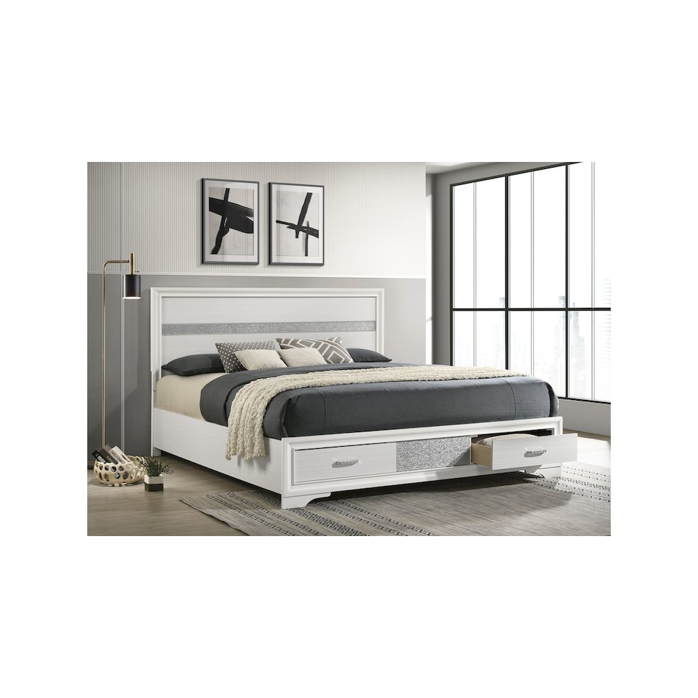 Miranda 51-inch Wood California King Storage Panel Bed White
