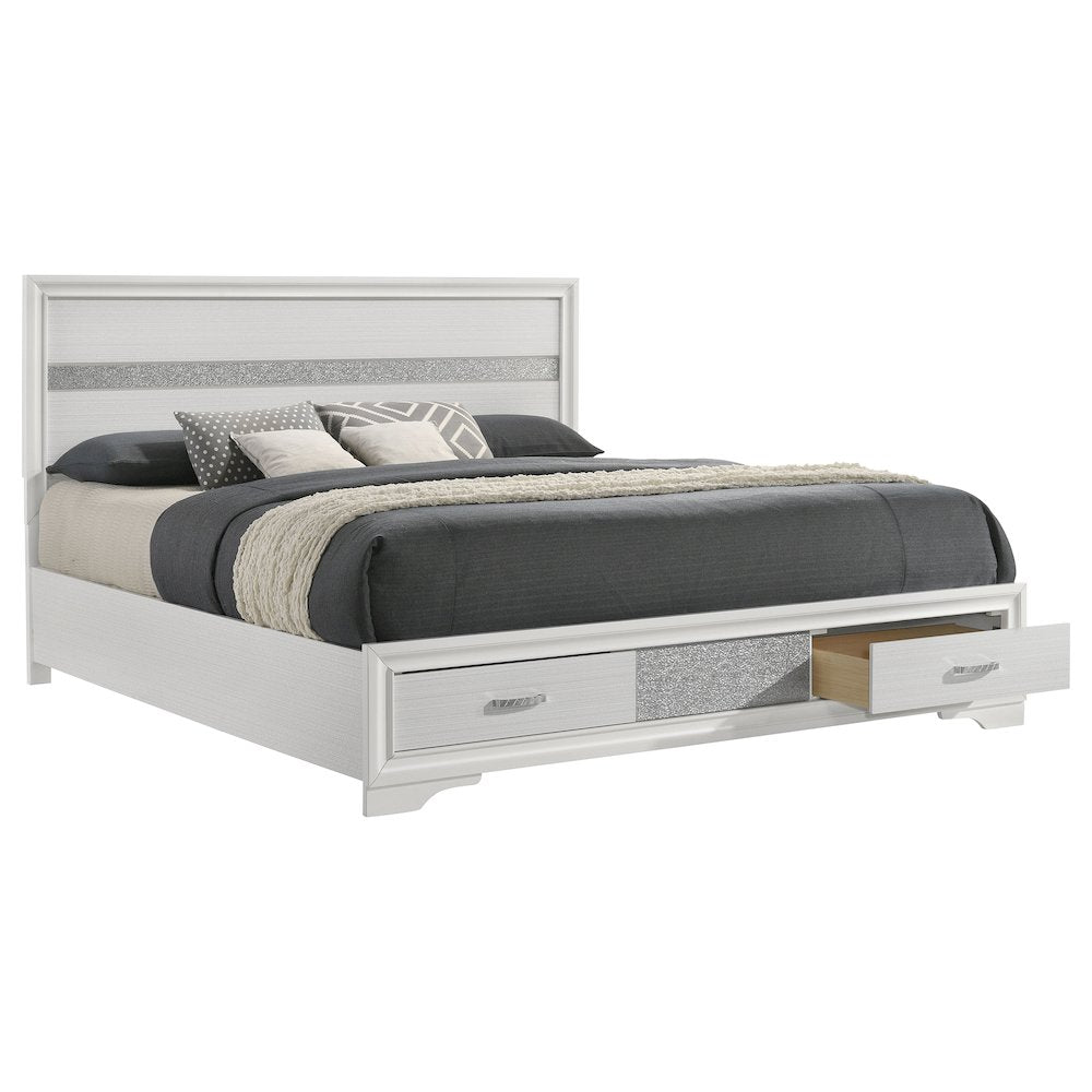 Miranda 51-inch Wood California King Storage Panel Bed White