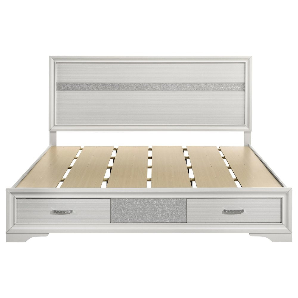 Miranda 51-inch Wood California King Storage Panel Bed White