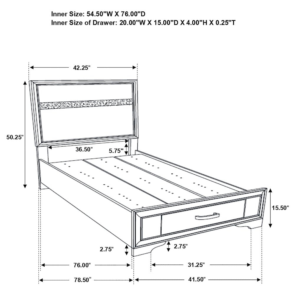 Miranda 51-inch Wood Twin Storage Panel Bed White