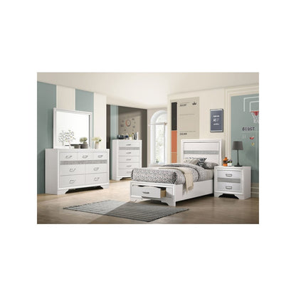 Miranda 51-inch Wood Twin Storage Panel Bed White
