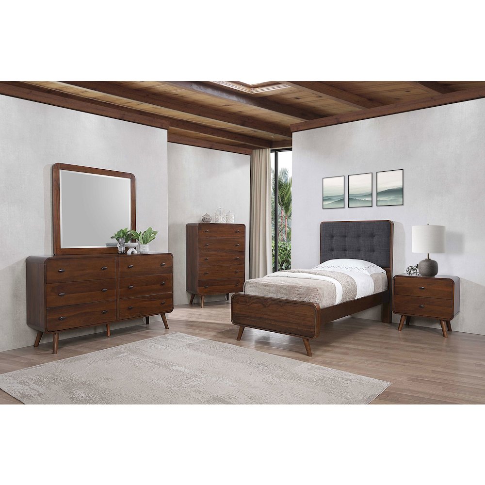 Robyn Wood Twin Platform Bed Dark Walnut