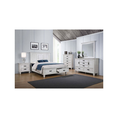 Franco 5-drawer Dresser with Mirror Distressed White