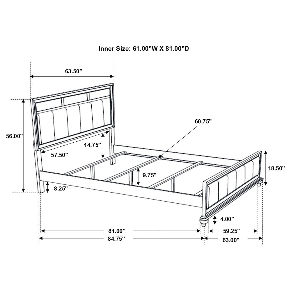Barzini Wood Queen Panel Bed White