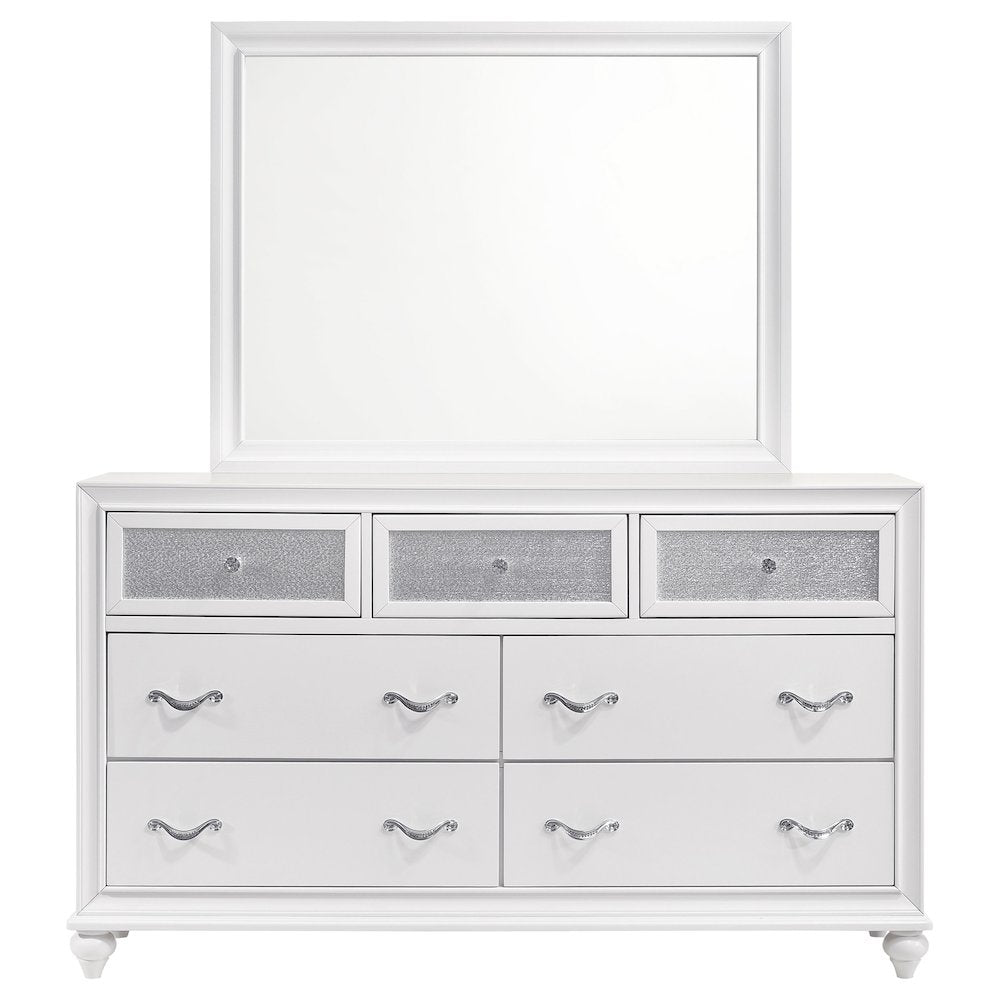 Barzini 7-drawer Dresser with Mirror White