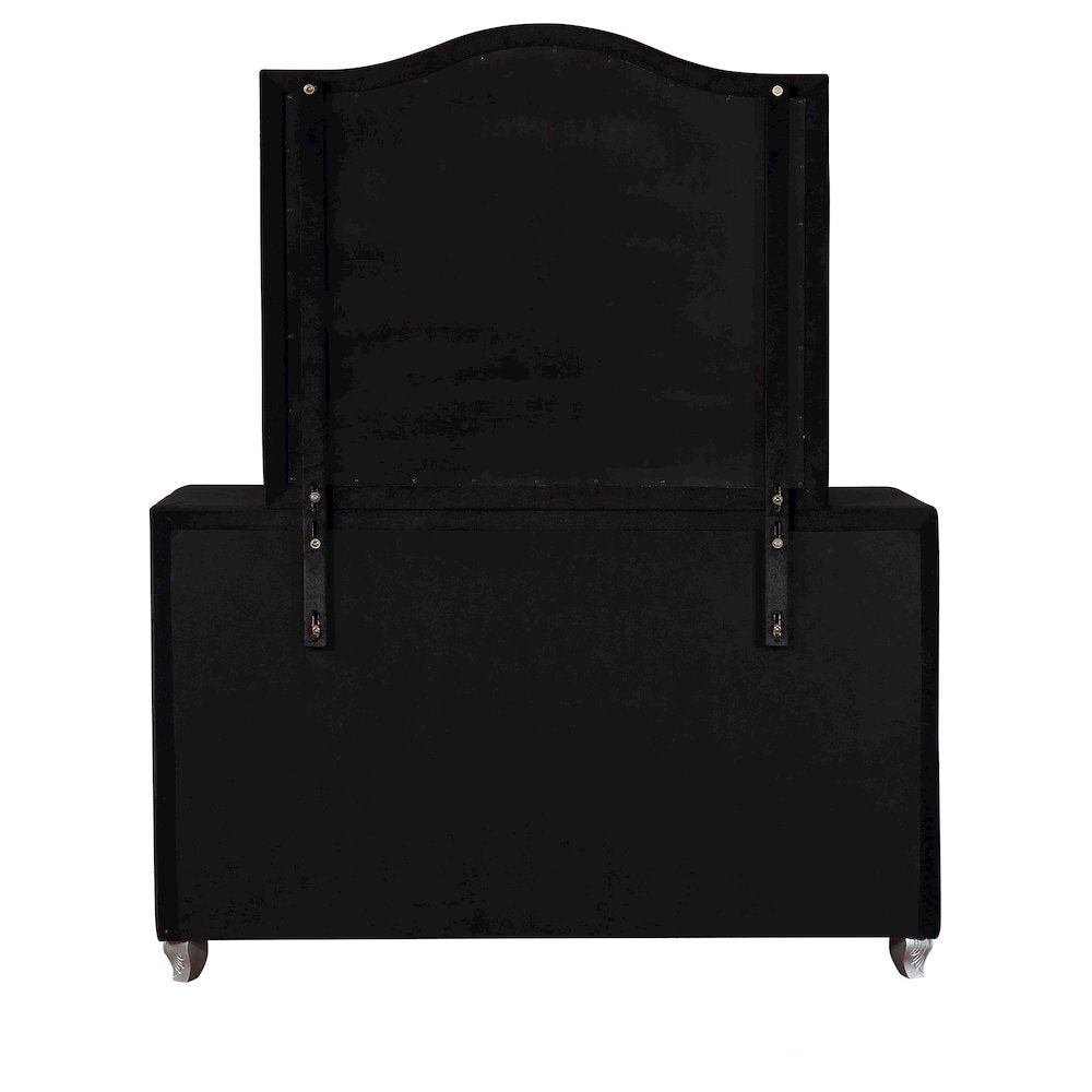 Deanna 7-drawer Upholstered Dresser with Mirror Black