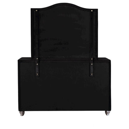 Deanna 7-drawer Upholstered Dresser with Mirror Black
