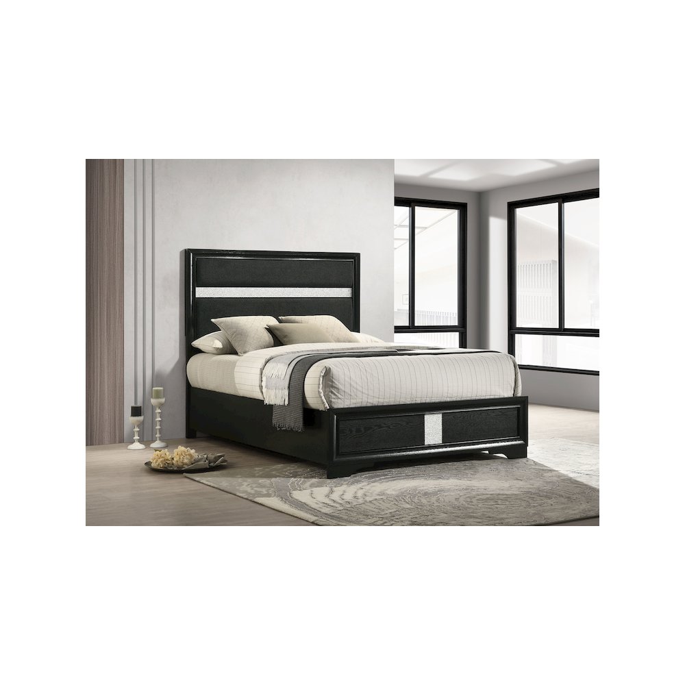 Miranda 54-inch Upholstered Full Panel Bed Black