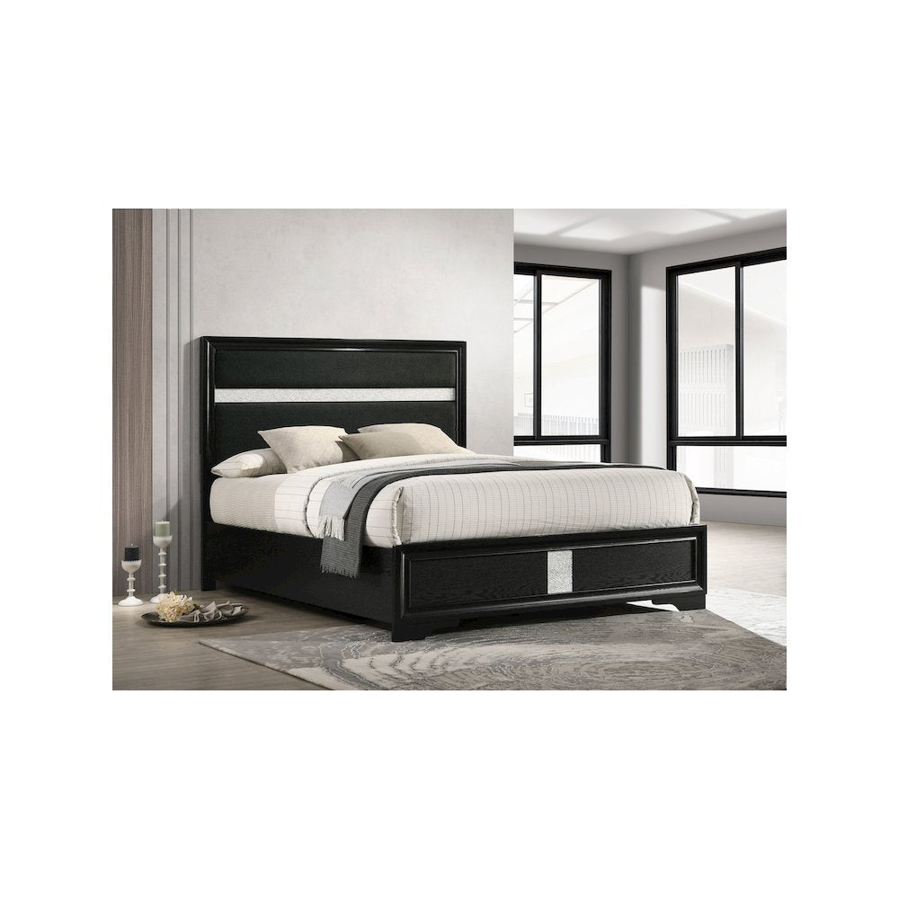 Miranda 54-inch Upholstered California King Panel Bed Black