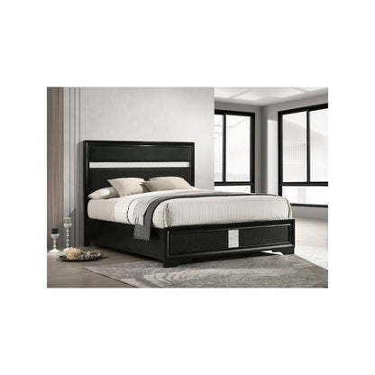 Miranda 54-inch Upholstered California King Panel Bed Black