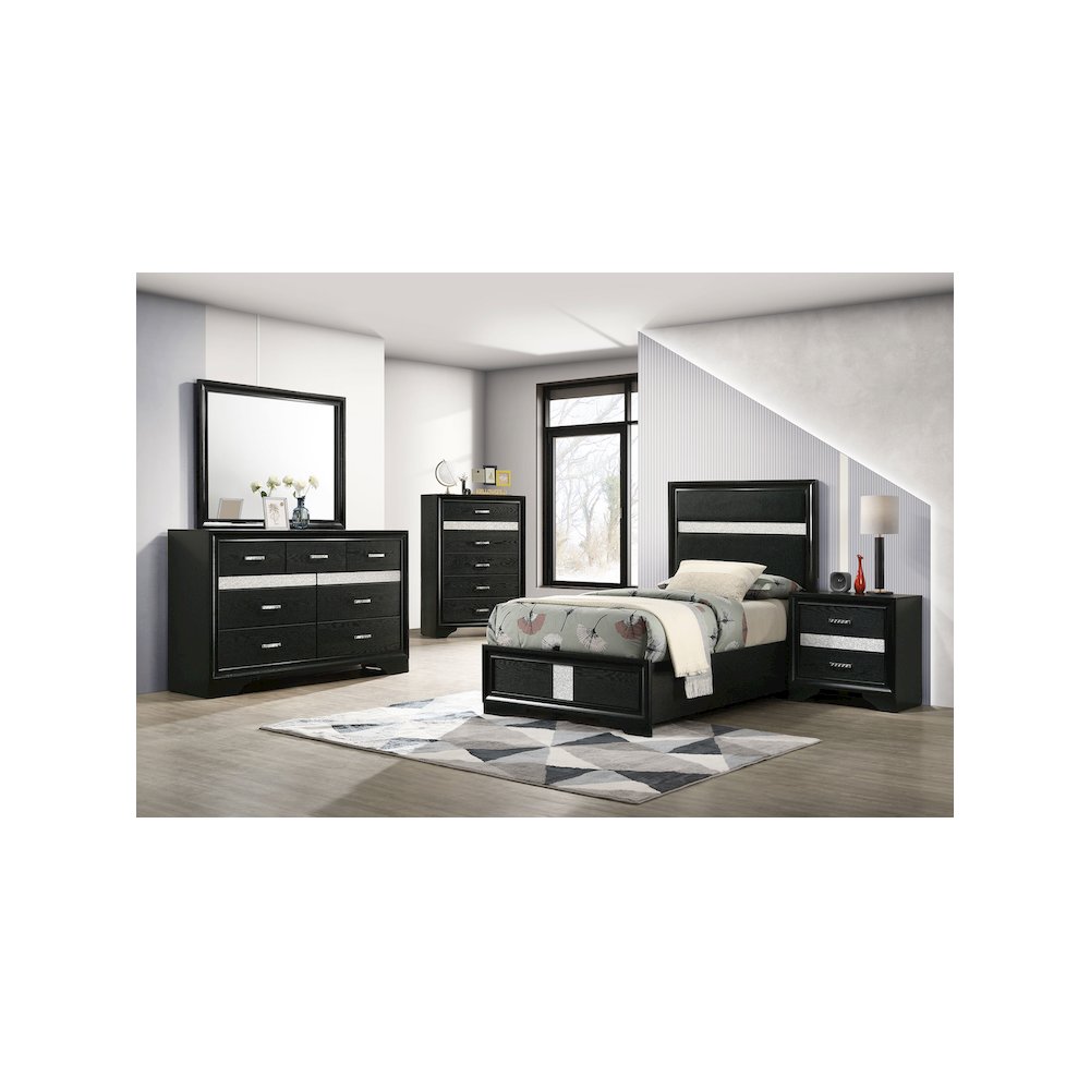 Miranda 54-inch Upholstered Twin Panel Bed Black