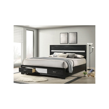 Miranda 51-inch Wood California King Storage Panel Bed Black