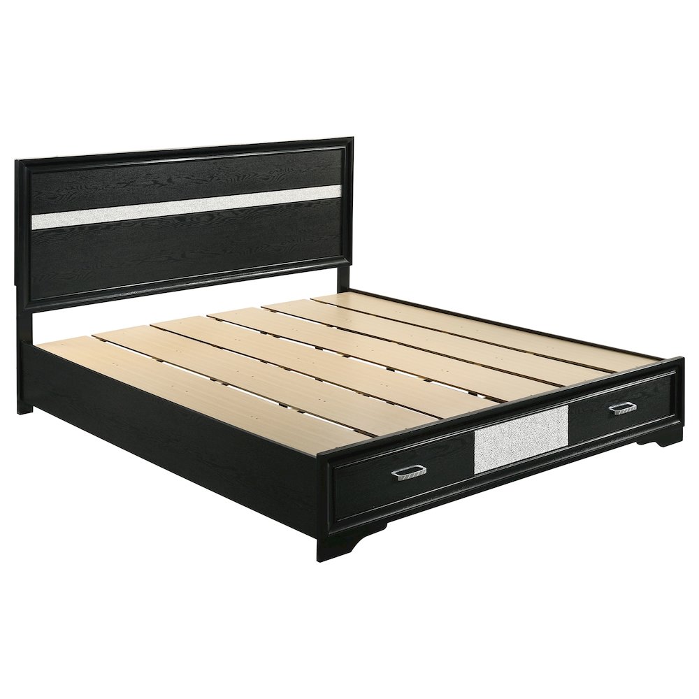 Miranda 51-inch Wood California King Storage Panel Bed Black