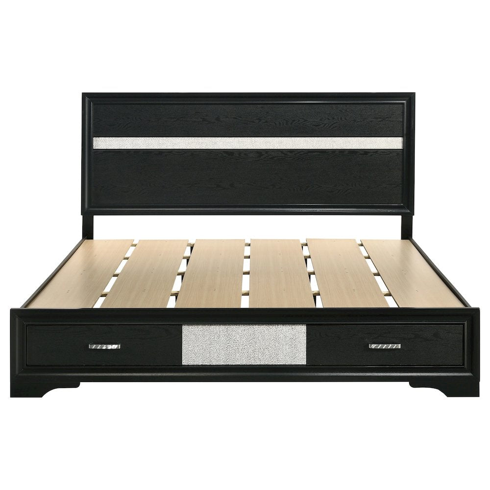 Miranda 51-inch Wood California King Storage Panel Bed Black