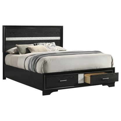 Miranda 51-inch Wood Queen Storage Panel Bed Black