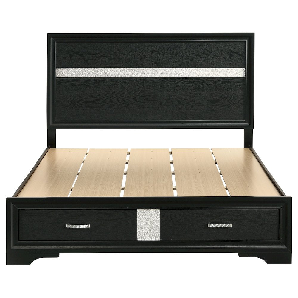 Miranda 51-inch Wood Queen Storage Panel Bed Black