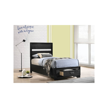 Miranda 51-inch Wood Twin Storage Panel Bed Black