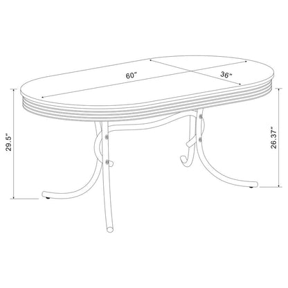 Sleek Silver Oval Dining Table with Glossy White Top and Chrome Accents