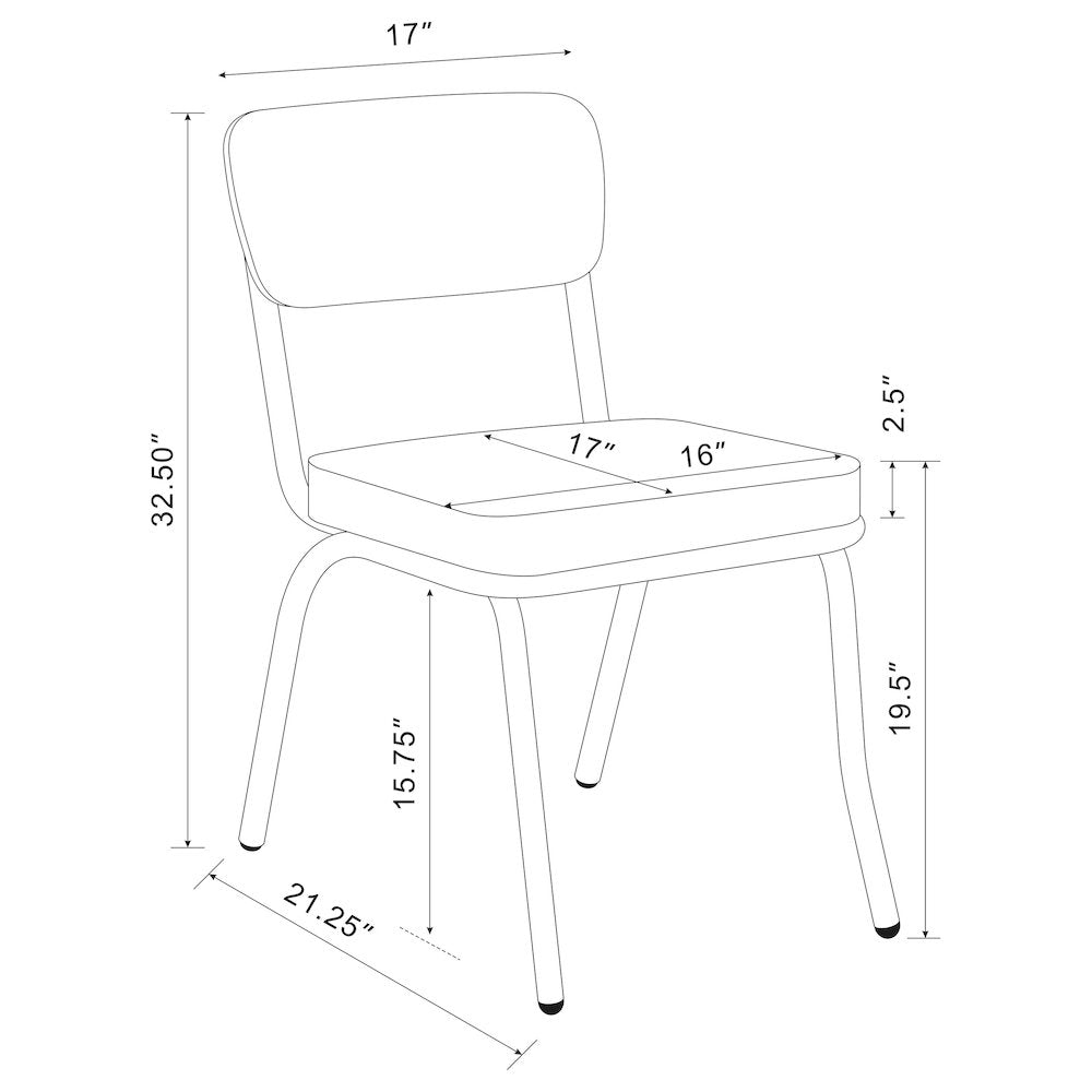 Retro Upholstered Dining Side Chair Black (Set of 2)