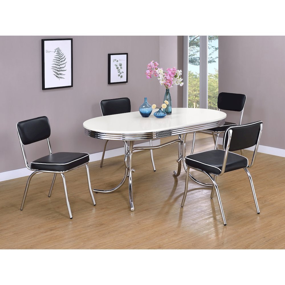 Retro Upholstered Dining Side Chair Black (Set of 2)