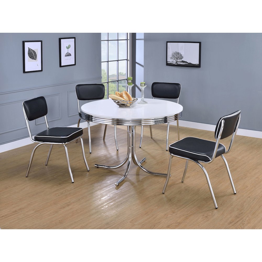 Retro Upholstered Dining Side Chair Black (Set of 2)