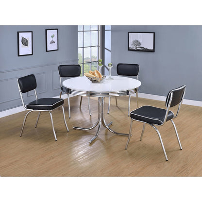 Retro Upholstered Dining Side Chair Black (Set of 2)