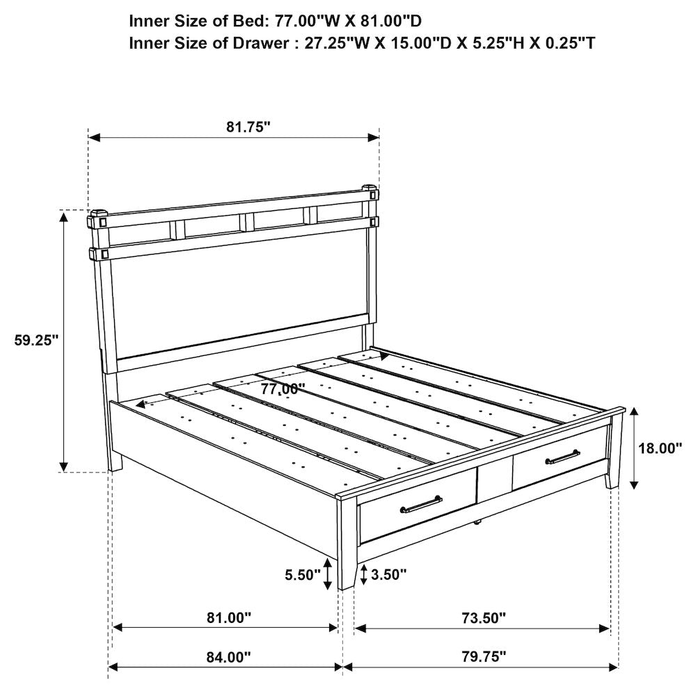 Hazlewood 59-inch Eastern King Storage Bed Vineyard Oak