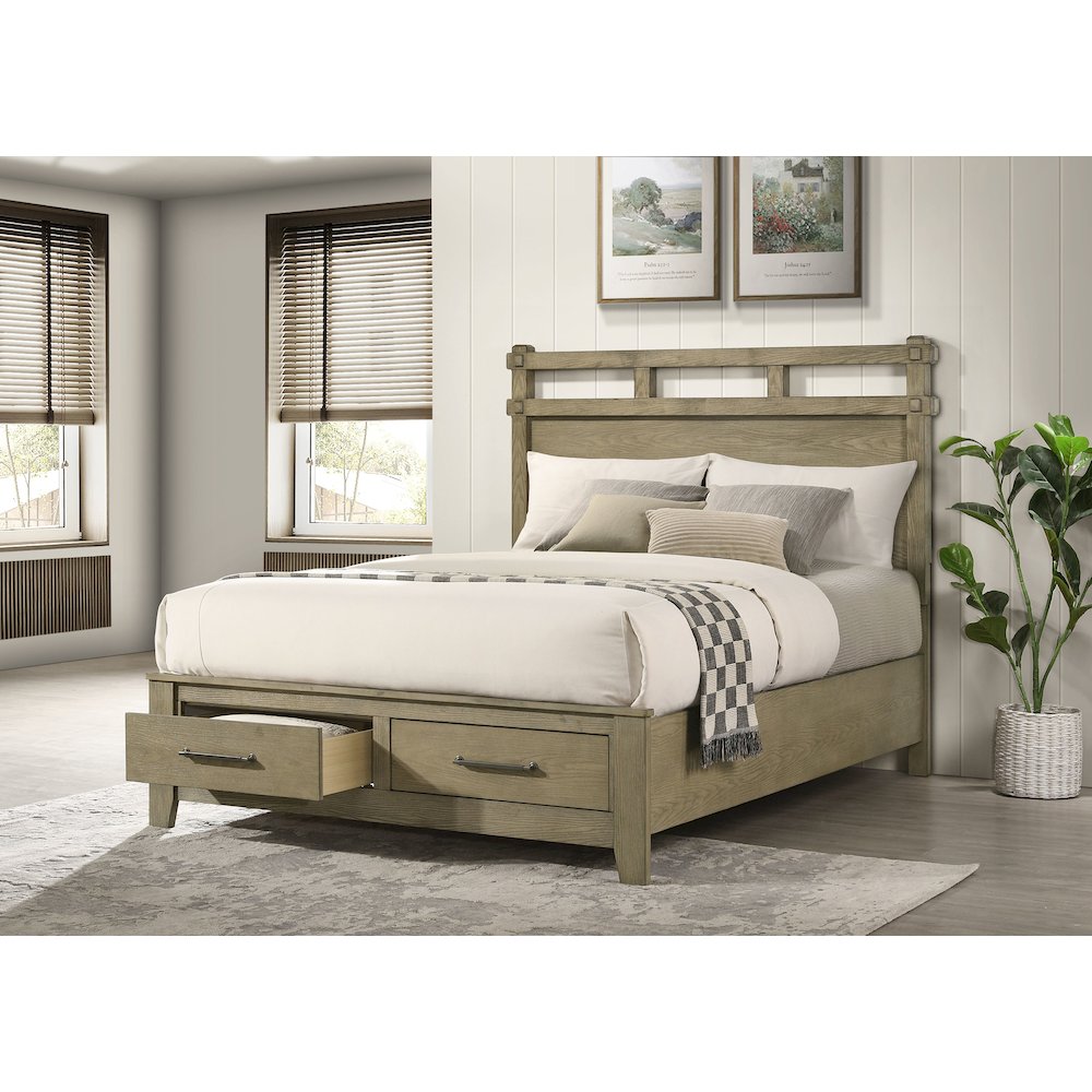 Hazlewood 59-inch Queen Panel Storage Bed Vineyard Oak