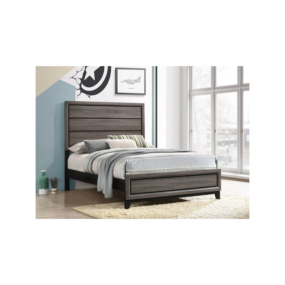 Watson Wood Full Panel Bed Grey Oak