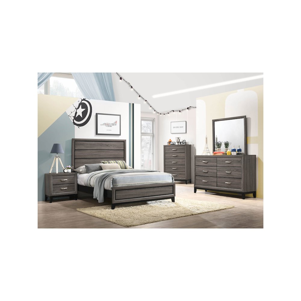 Watson Wood Full Panel Bed Grey Oak
