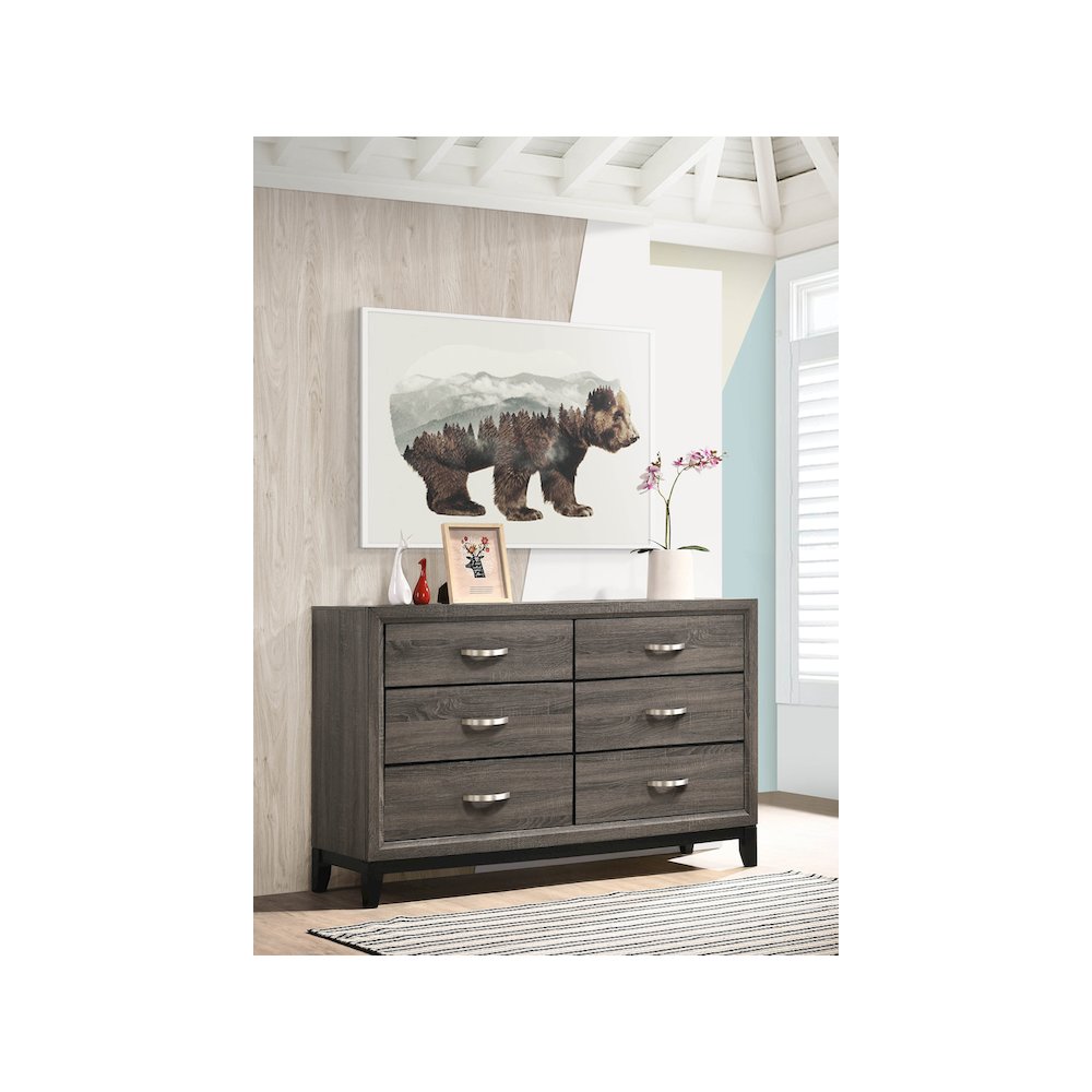 Watson 6-drawer Dresser Grey Oak