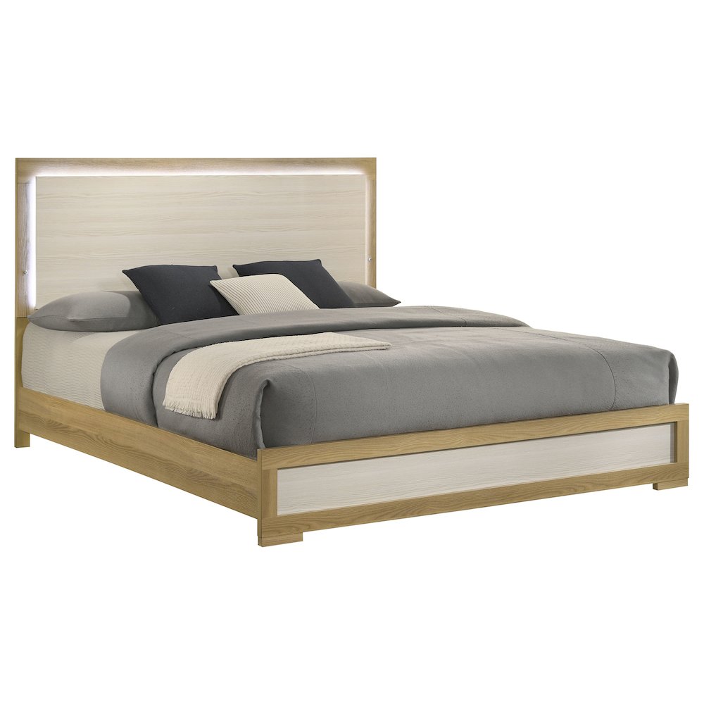 Hyland Eastern King Panel Bed LED Headboard Natural