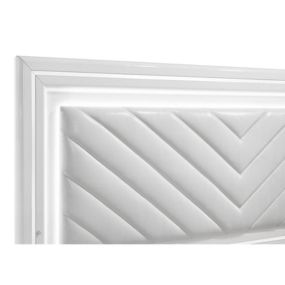 Cassia Queen LED Panel Bed White High Gloss