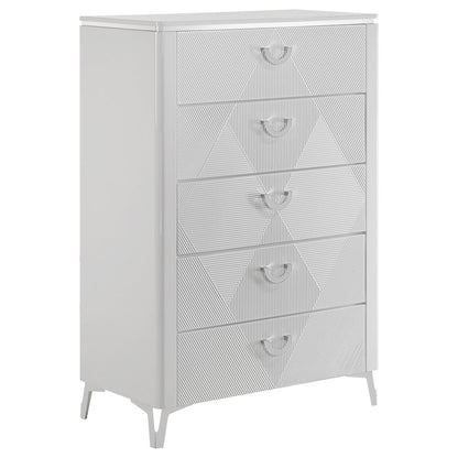Cassia 5-piece Queen LED Bedroom Set White High Gloss