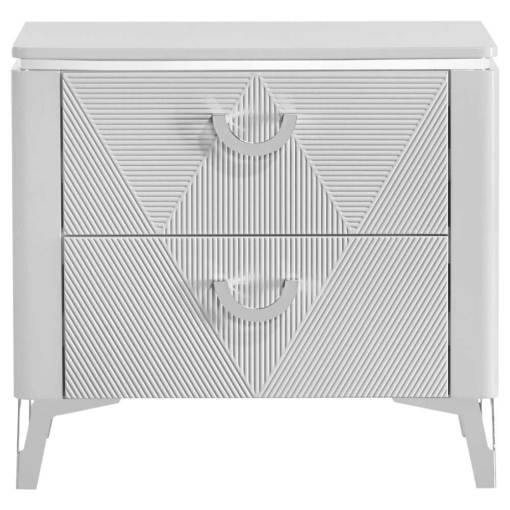 Cassia 2-drawer Nightstand Bedside Table White High Gloss