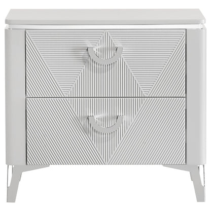 Cassia 2-drawer Nightstand Bedside Table White High Gloss