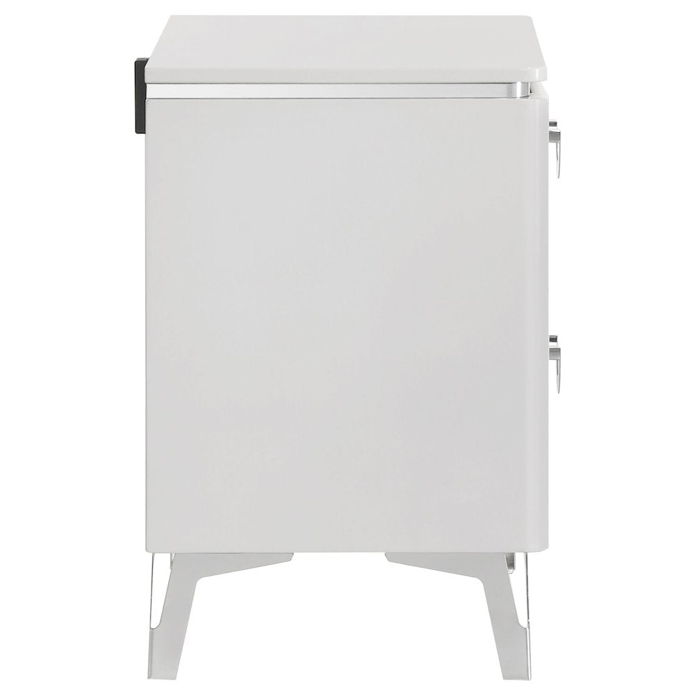 Cassia 2-drawer Nightstand Bedside Table White High Gloss